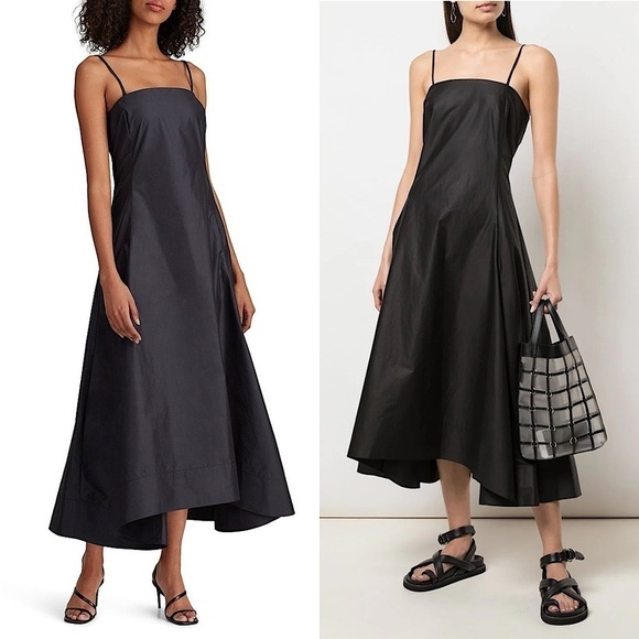 3.1 PHILLIP LIM 90s Square Neck Sleeveless Double Strap Fit & Flare Midi Dress 4 - Picture 1 of 9